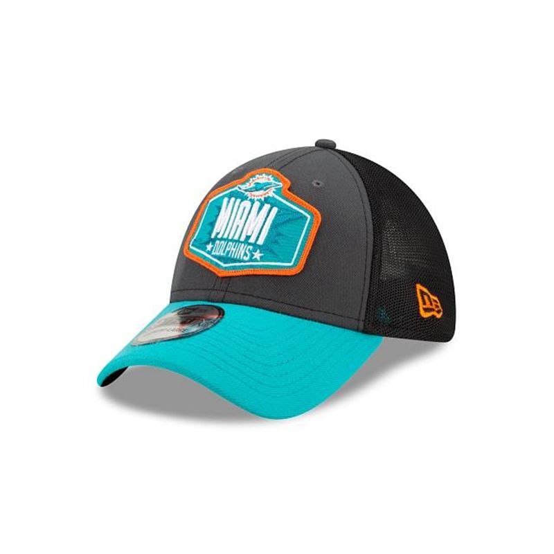 NFL Miami Dolphins Draft 39Thirty Stretch Fit (FEP2976) - Grey New Era Caps